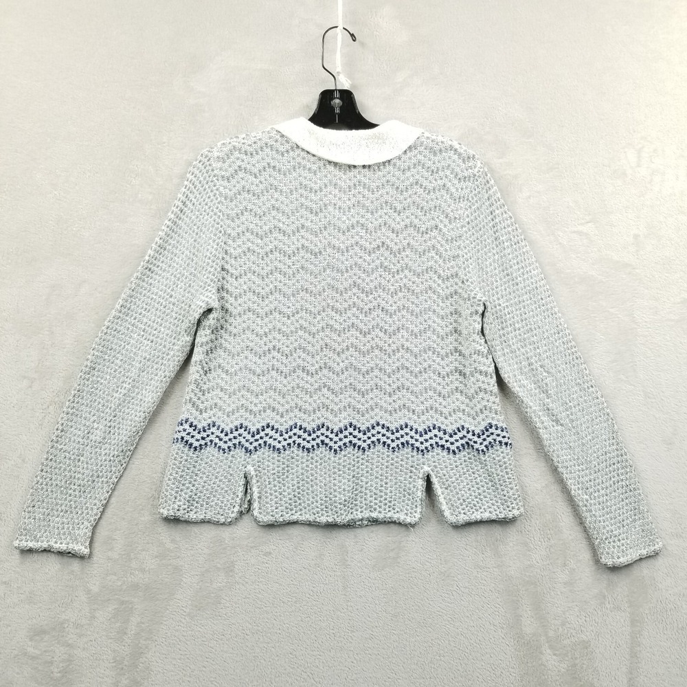 Isabelle Cardigan Women M Gray Chenille Notch Hem Long Sleeve Sweater Cottage - Picture 2 of 11
